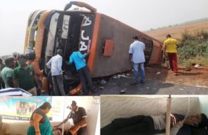 ରାଜପଥରେ ଓଲଟିଲା ଯାତ୍ରୀବାହୀ ବସ; ୧୦ ରୁ ଅଧିକ ଯାତ୍ରୀ ଆହତ