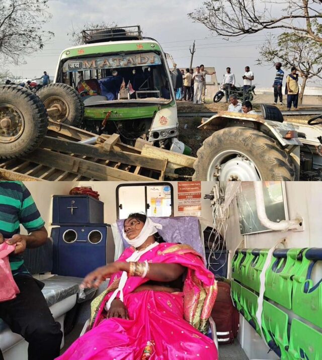 BUS TRACTOR ACCIDENT - 4 INJURED